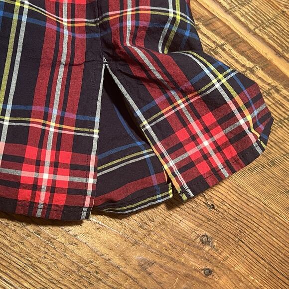 Talbots Velvet Trim Top Red Plaid Long Sleeve Split Neck Womens XL Christmas - Picture 10 of 12